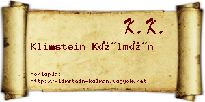 Klimstein Kálmán névjegykártya