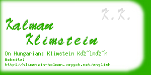 kalman klimstein business card